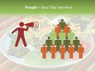 A White Plate Topped With A Salad Covered In Cheese PowerPoint Template