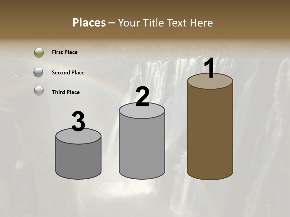 A Waterfall With A Rainbow In The Middle Of It PowerPoint Template