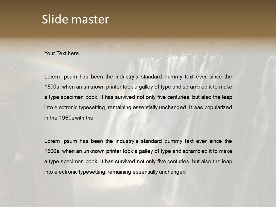 A Waterfall With A Rainbow In The Middle Of It PowerPoint Template