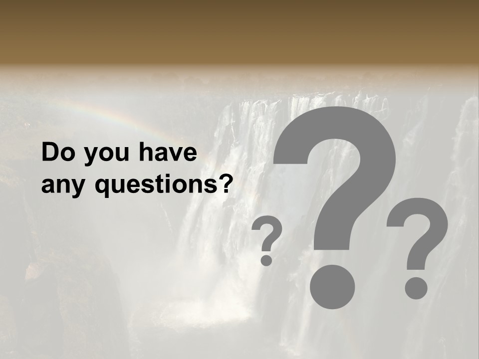 A Waterfall With A Rainbow In The Middle Of It PowerPoint Template