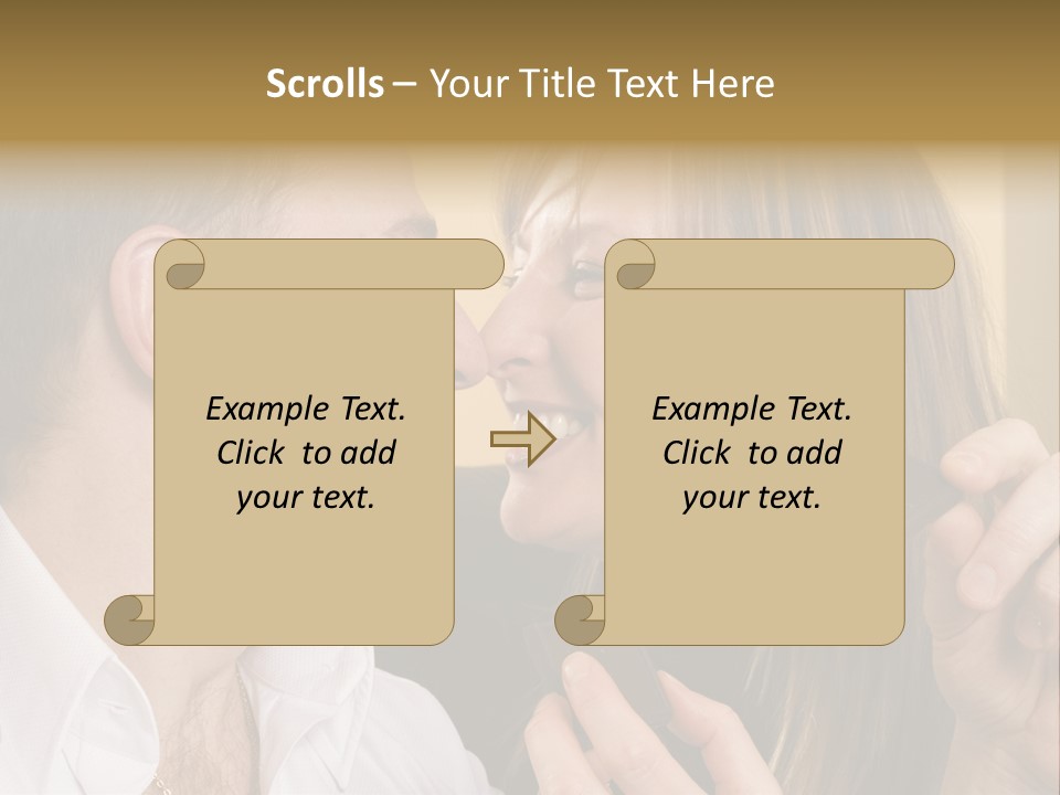 A Man And A Woman Eating A Chocolate Bar PowerPoint Template