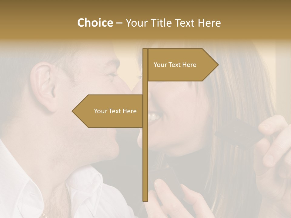 A Man And A Woman Eating A Chocolate Bar PowerPoint Template