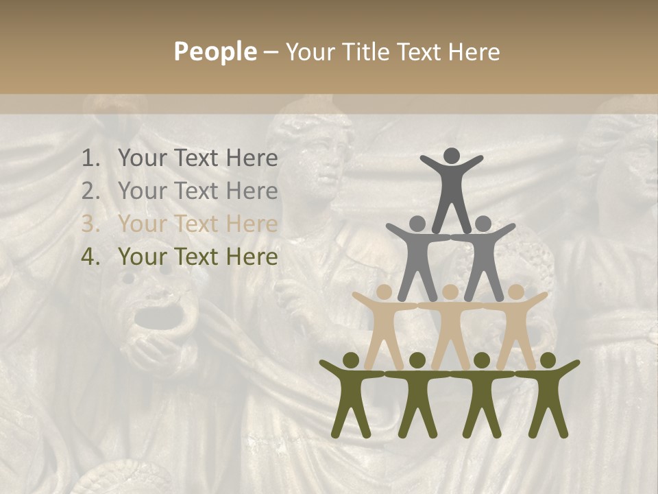 A Group Of People Standing Next To A Stone Wall PowerPoint Template