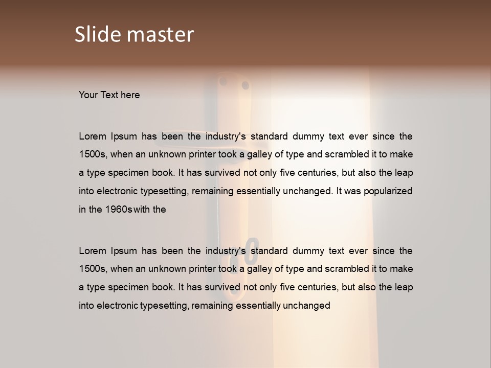 A Door Handle On A Door With A Light Coming Through It PowerPoint Template