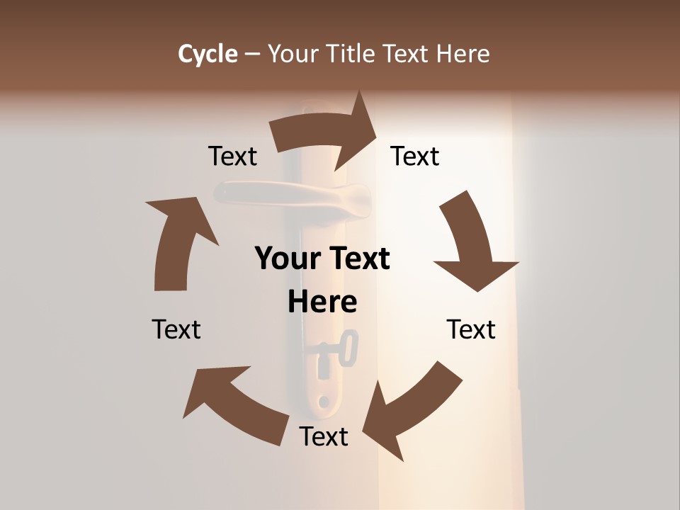 A Door Handle On A Door With A Light Coming Through It PowerPoint Template
