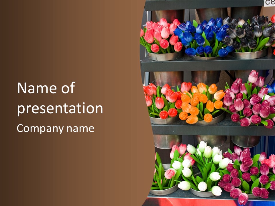 A Bunch Of Flowers That Are On A Shelf PowerPoint Template