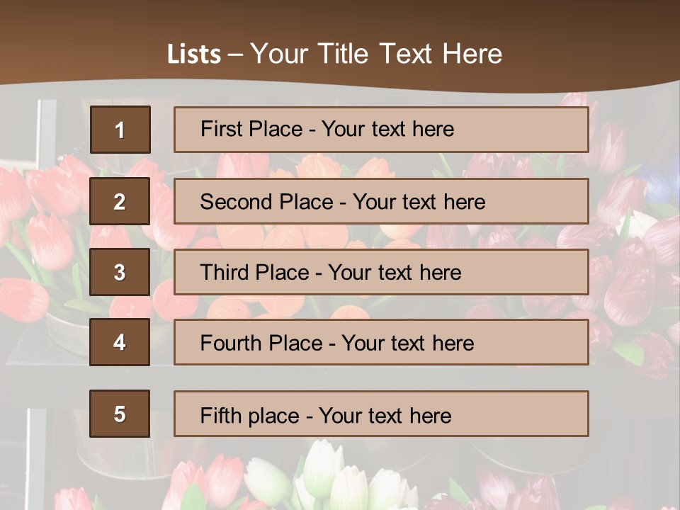 A Bunch Of Flowers That Are On A Shelf PowerPoint Template