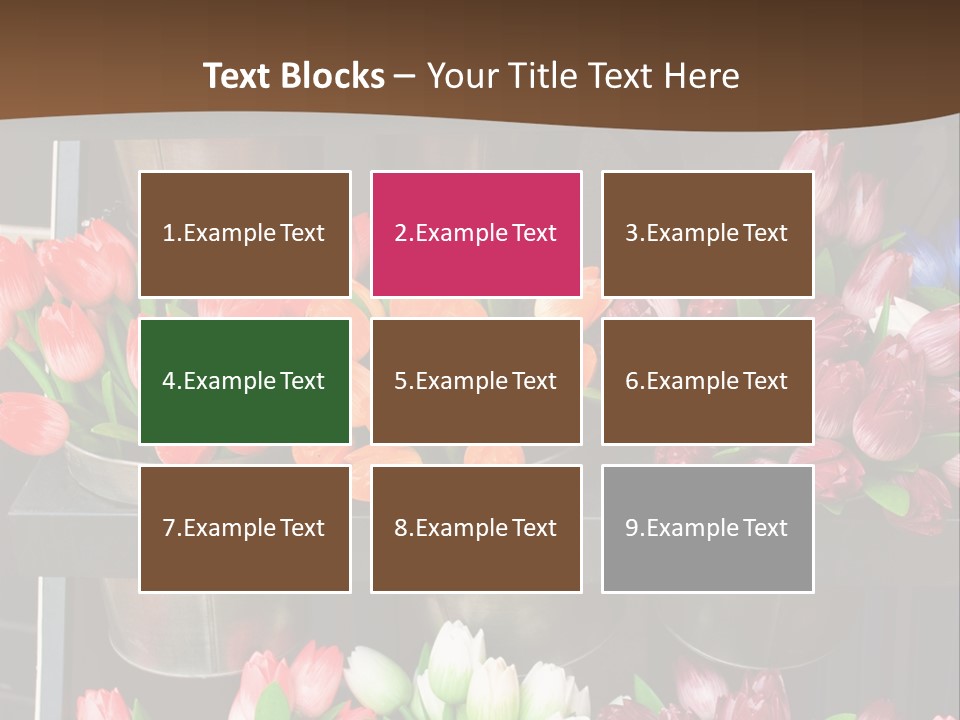 A Bunch Of Flowers That Are On A Shelf PowerPoint Template