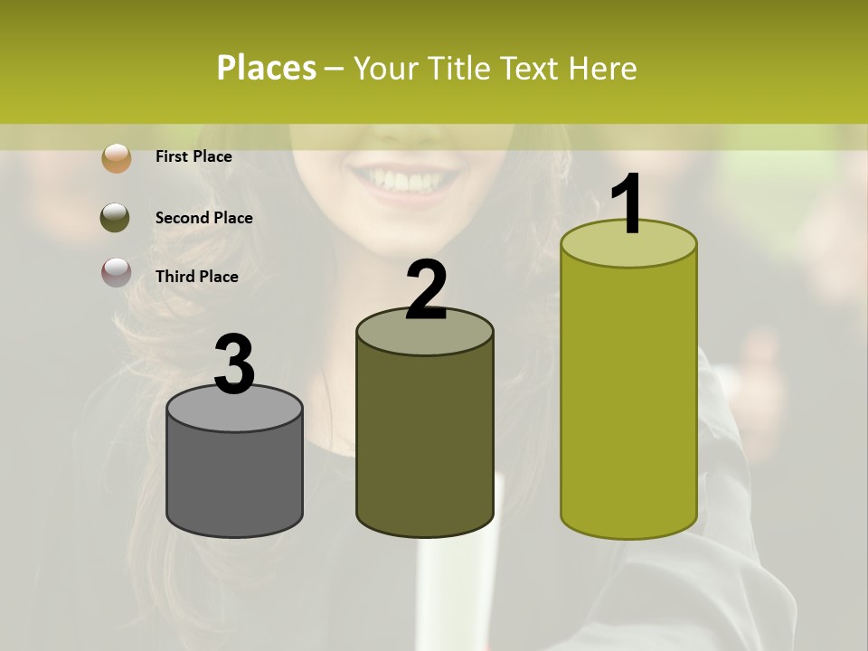 A Woman In A Graduation Cap And Gown Holding A Diploma PowerPoint Template