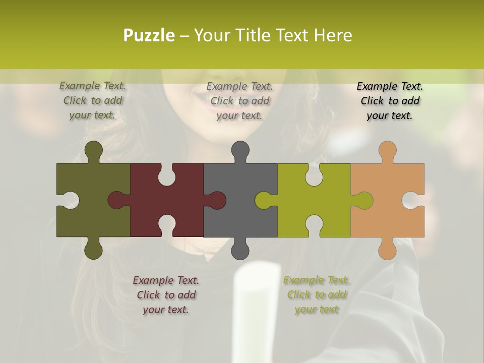 A Woman In A Graduation Cap And Gown Holding A Diploma PowerPoint Template