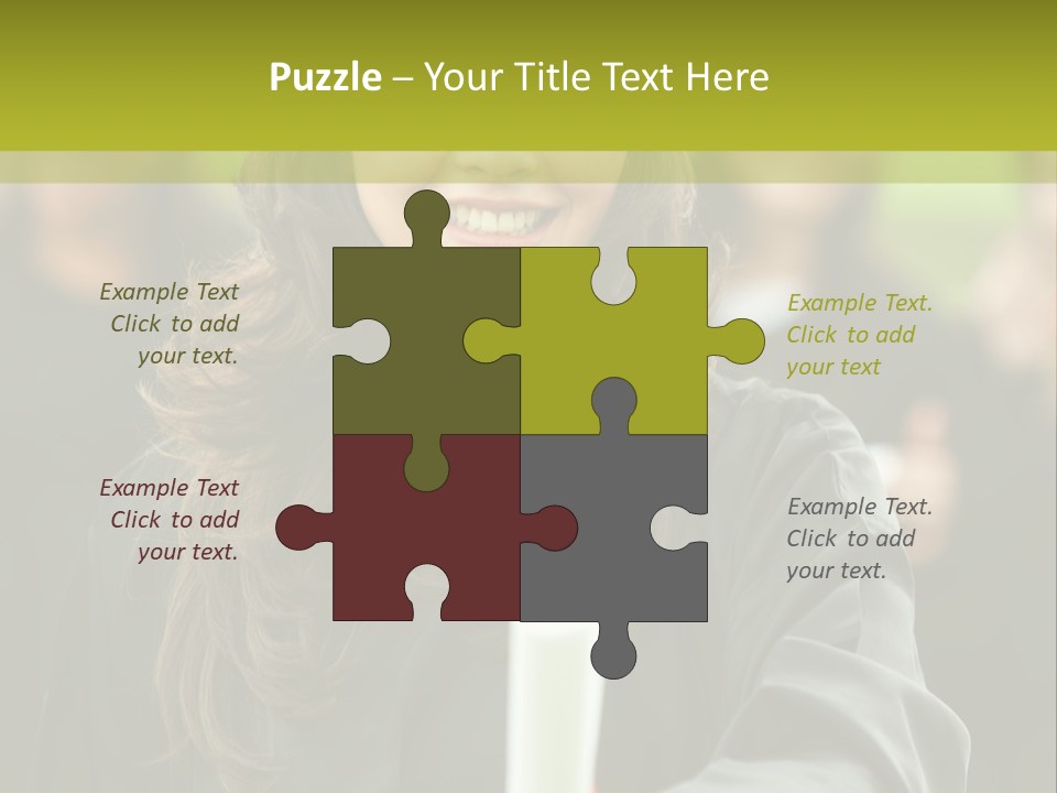 A Woman In A Graduation Cap And Gown Holding A Diploma PowerPoint Template