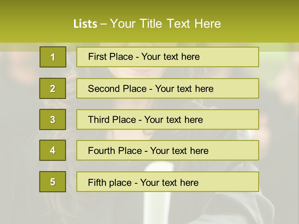 A Woman In A Graduation Cap And Gown Holding A Diploma PowerPoint Template