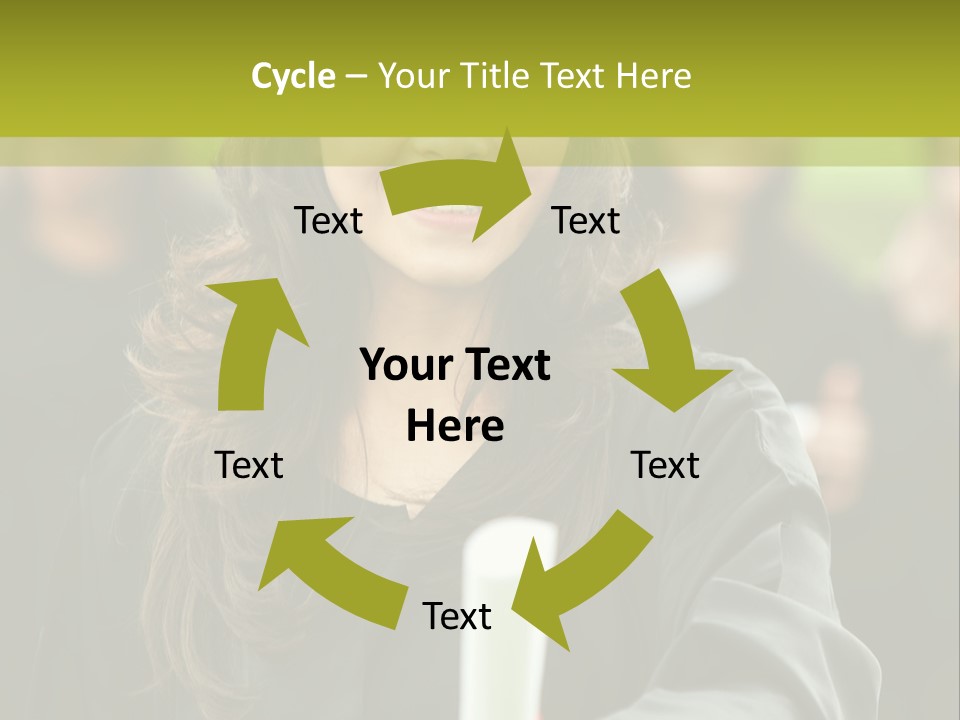 A Woman In A Graduation Cap And Gown Holding A Diploma PowerPoint Template