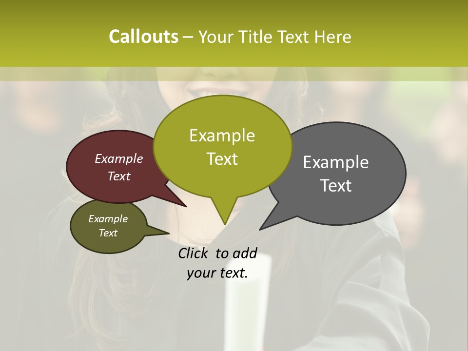 A Woman In A Graduation Cap And Gown Holding A Diploma PowerPoint Template