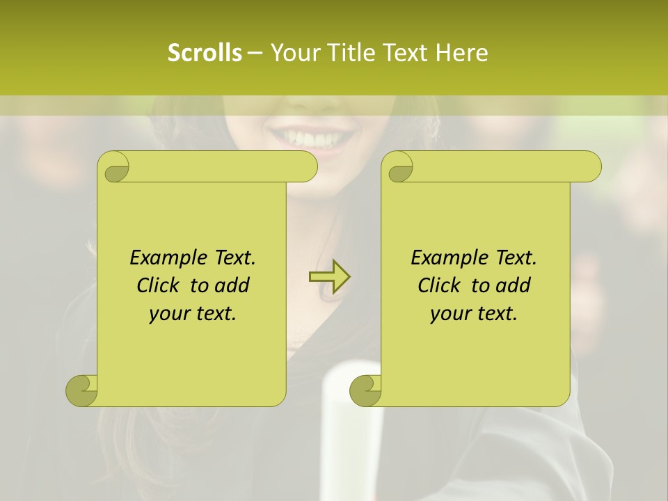 A Woman In A Graduation Cap And Gown Holding A Diploma PowerPoint Template