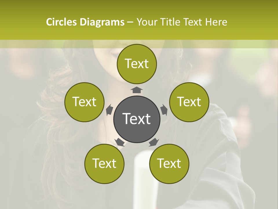 A Woman In A Graduation Cap And Gown Holding A Diploma PowerPoint Template