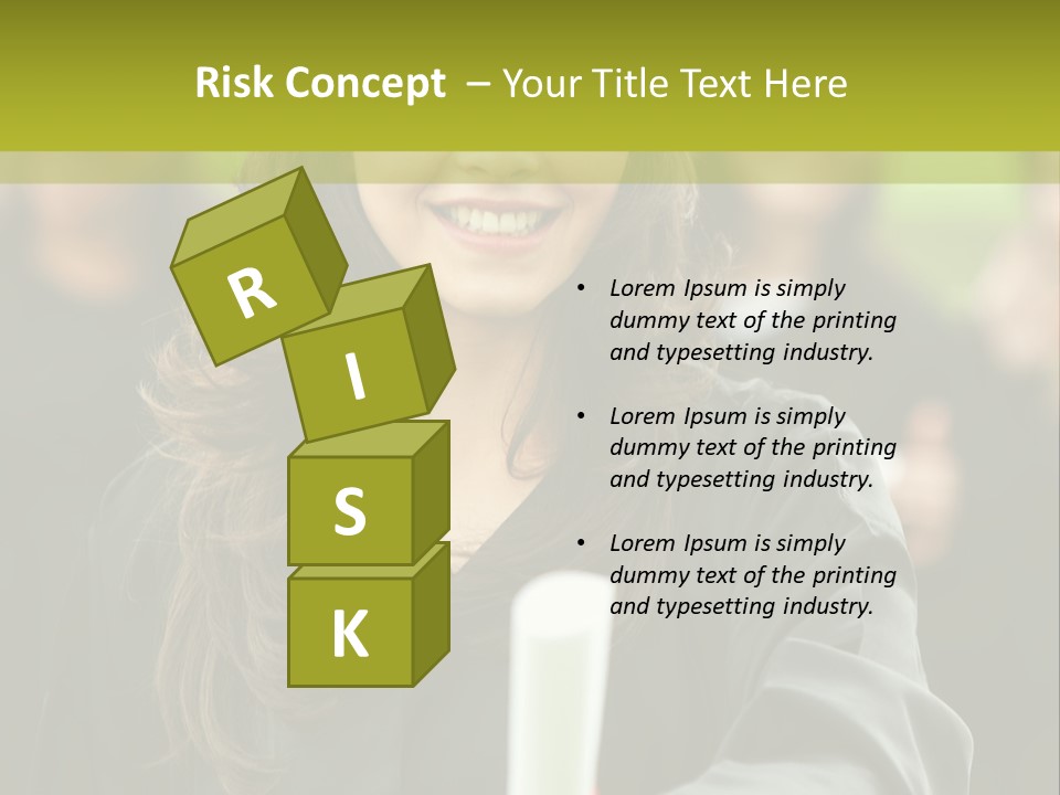 A Woman In A Graduation Cap And Gown Holding A Diploma PowerPoint Template