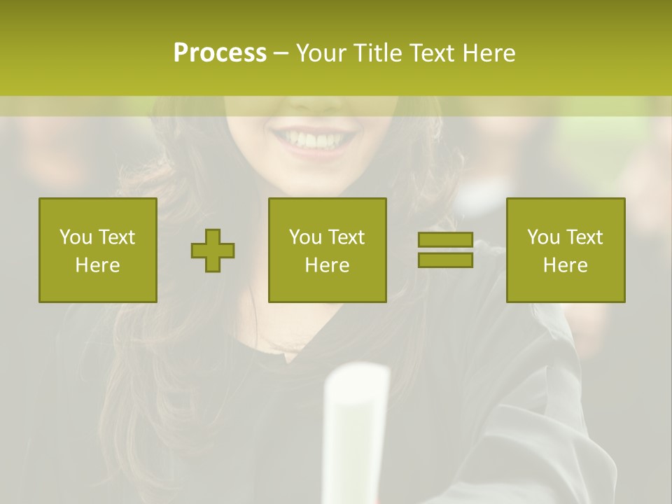 A Woman In A Graduation Cap And Gown Holding A Diploma PowerPoint Template