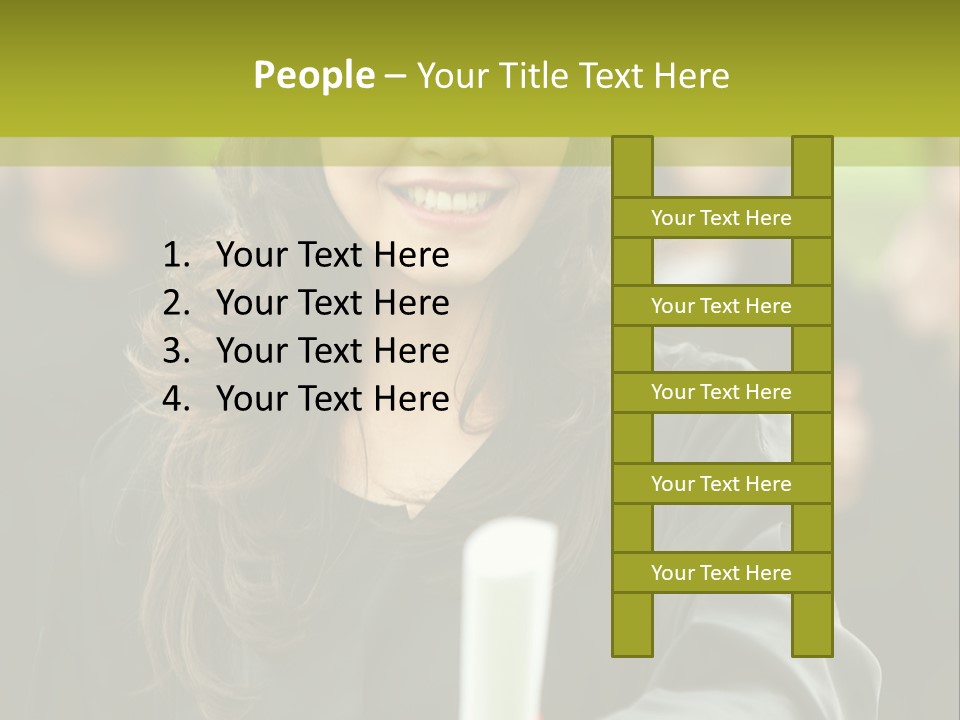 A Woman In A Graduation Cap And Gown Holding A Diploma PowerPoint Template