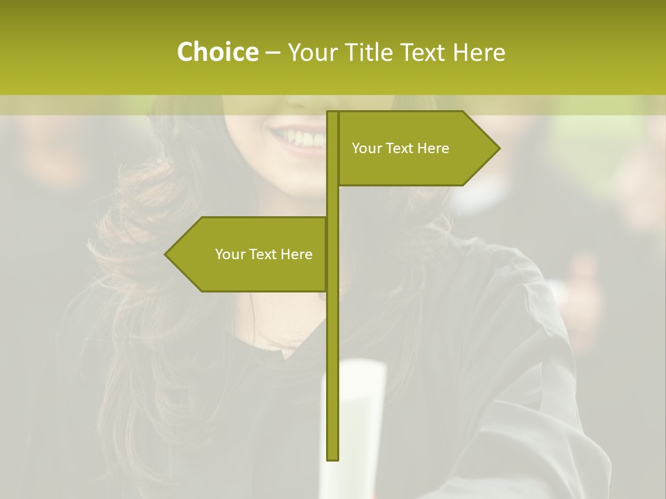 A Woman In A Graduation Cap And Gown Holding A Diploma PowerPoint Template