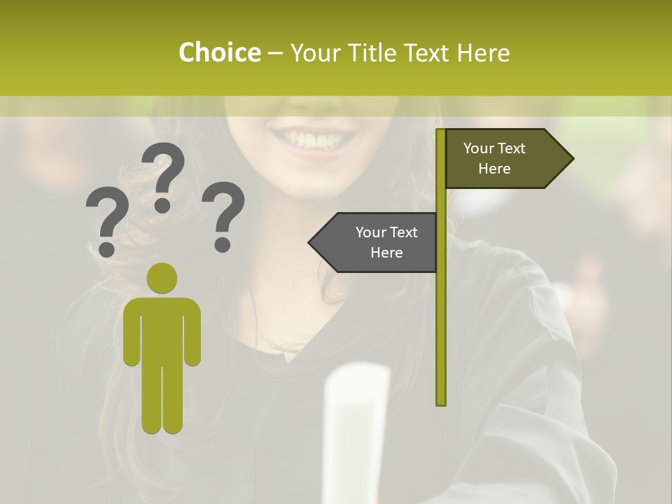 A Woman In A Graduation Cap And Gown Holding A Diploma PowerPoint Template