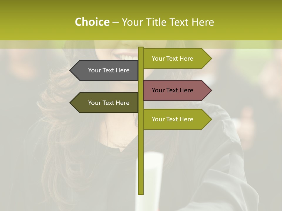 A Woman In A Graduation Cap And Gown Holding A Diploma PowerPoint Template