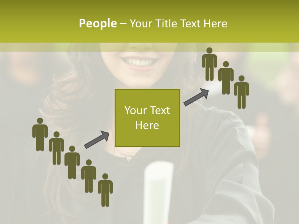 A Woman In A Graduation Cap And Gown Holding A Diploma PowerPoint Template