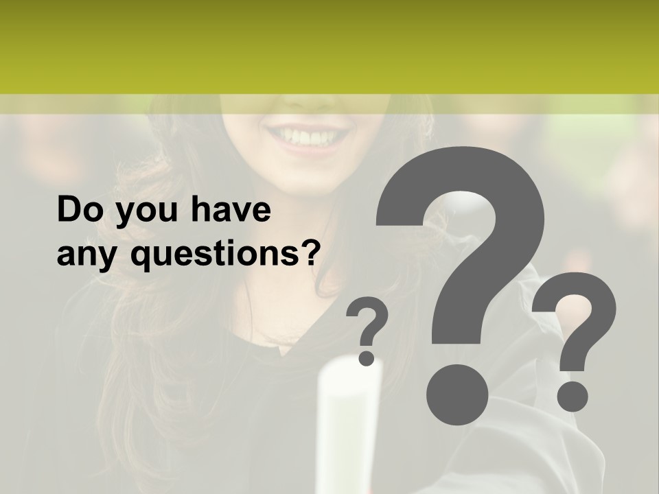 A Woman In A Graduation Cap And Gown Holding A Diploma PowerPoint Template