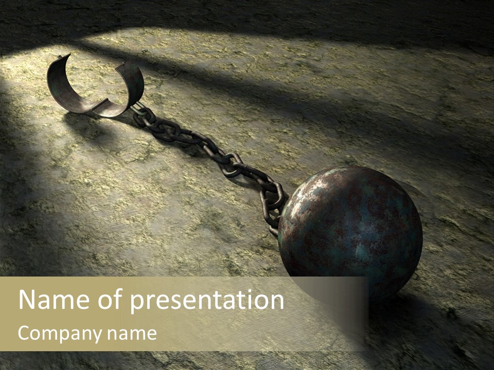 A Ball And Chain On The Ground With A Shadow On It PowerPoint Template