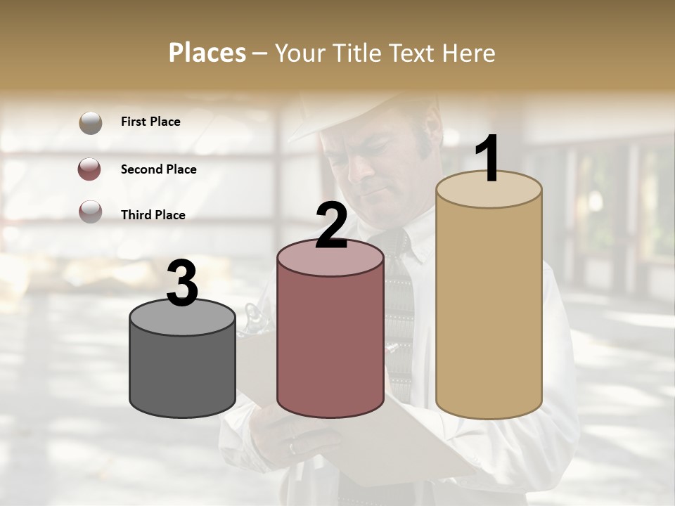 A Man In A Hard Hat Writing On A Clipboard PowerPoint Template
