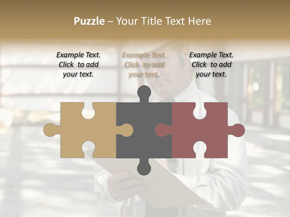A Man In A Hard Hat Writing On A Clipboard PowerPoint Template