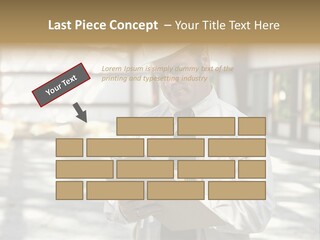 A Man In A Hard Hat Writing On A Clipboard PowerPoint Template
