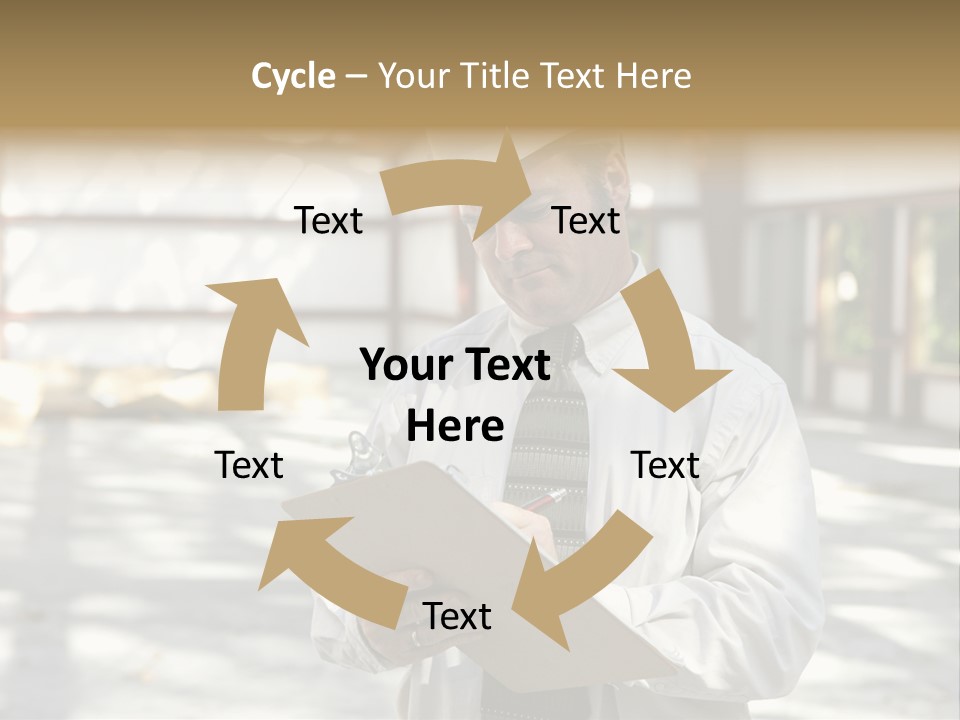 A Man In A Hard Hat Writing On A Clipboard PowerPoint Template