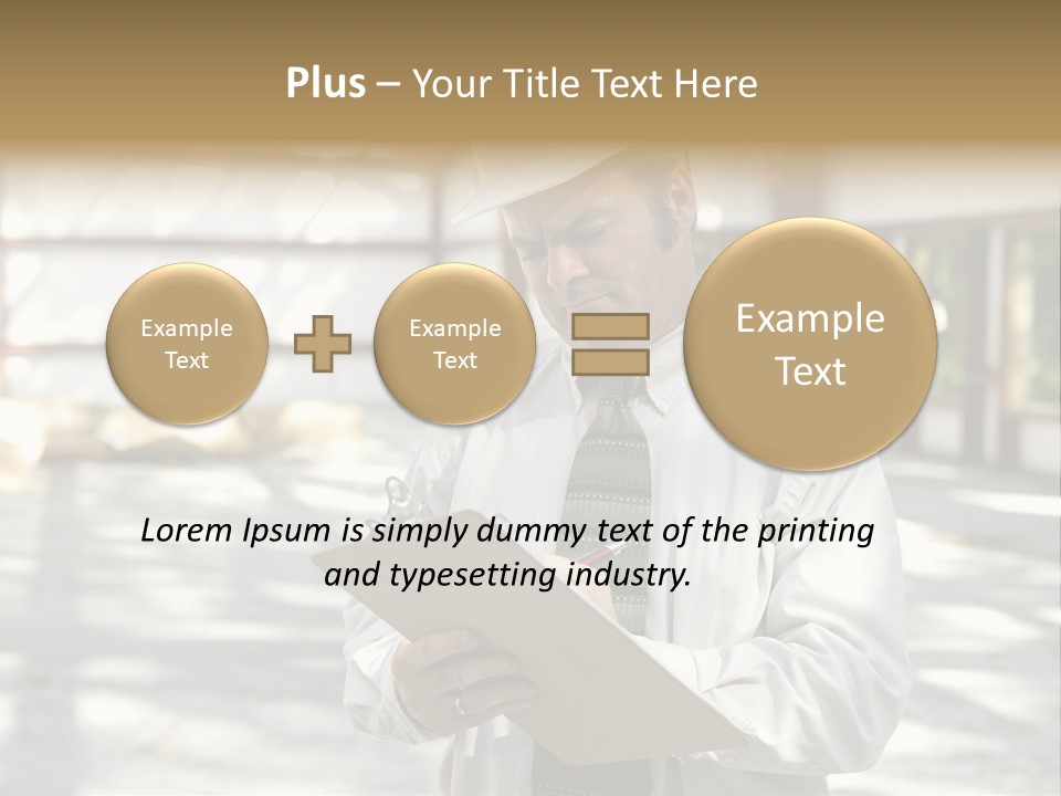 A Man In A Hard Hat Writing On A Clipboard PowerPoint Template