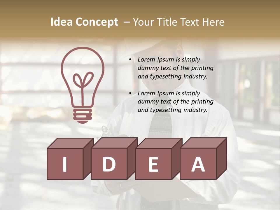 A Man In A Hard Hat Writing On A Clipboard PowerPoint Template