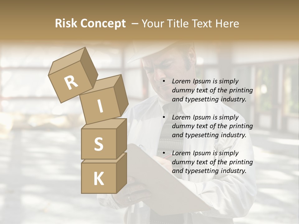 A Man In A Hard Hat Writing On A Clipboard PowerPoint Template