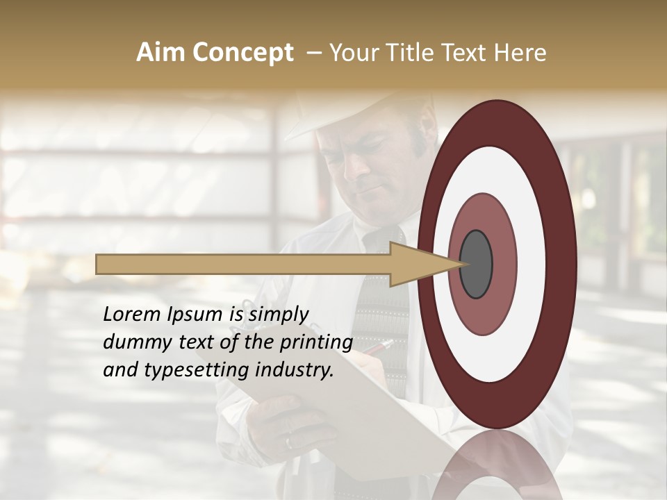 A Man In A Hard Hat Writing On A Clipboard PowerPoint Template