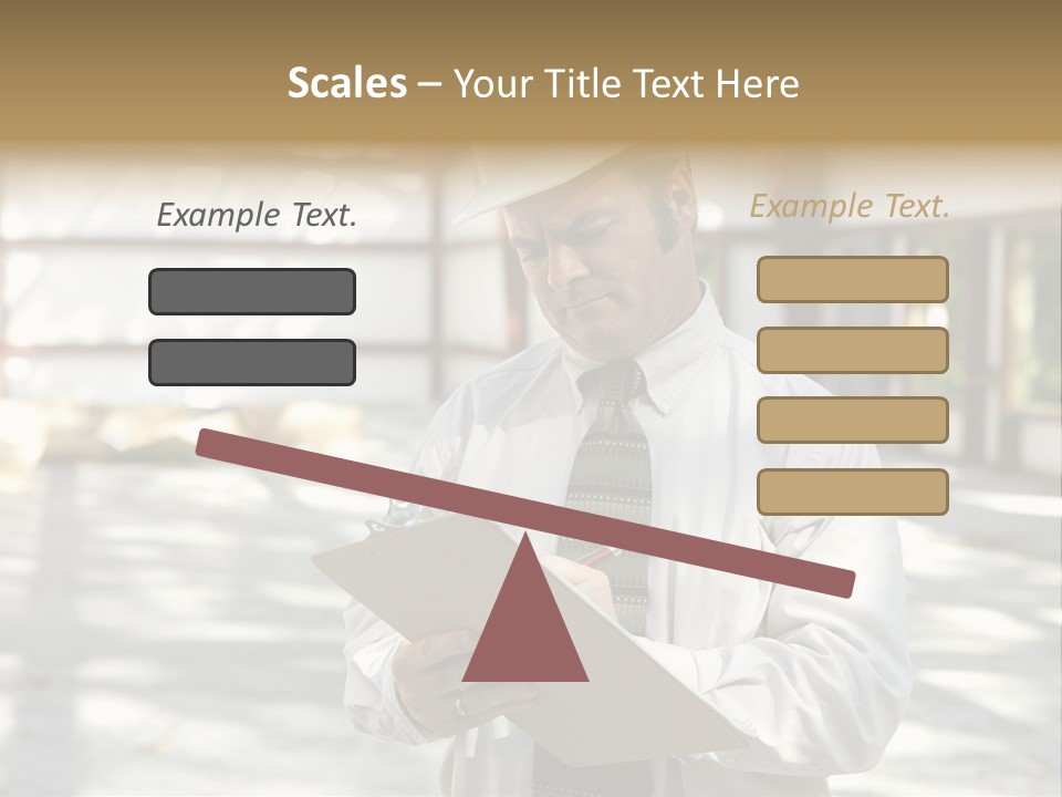 A Man In A Hard Hat Writing On A Clipboard PowerPoint Template