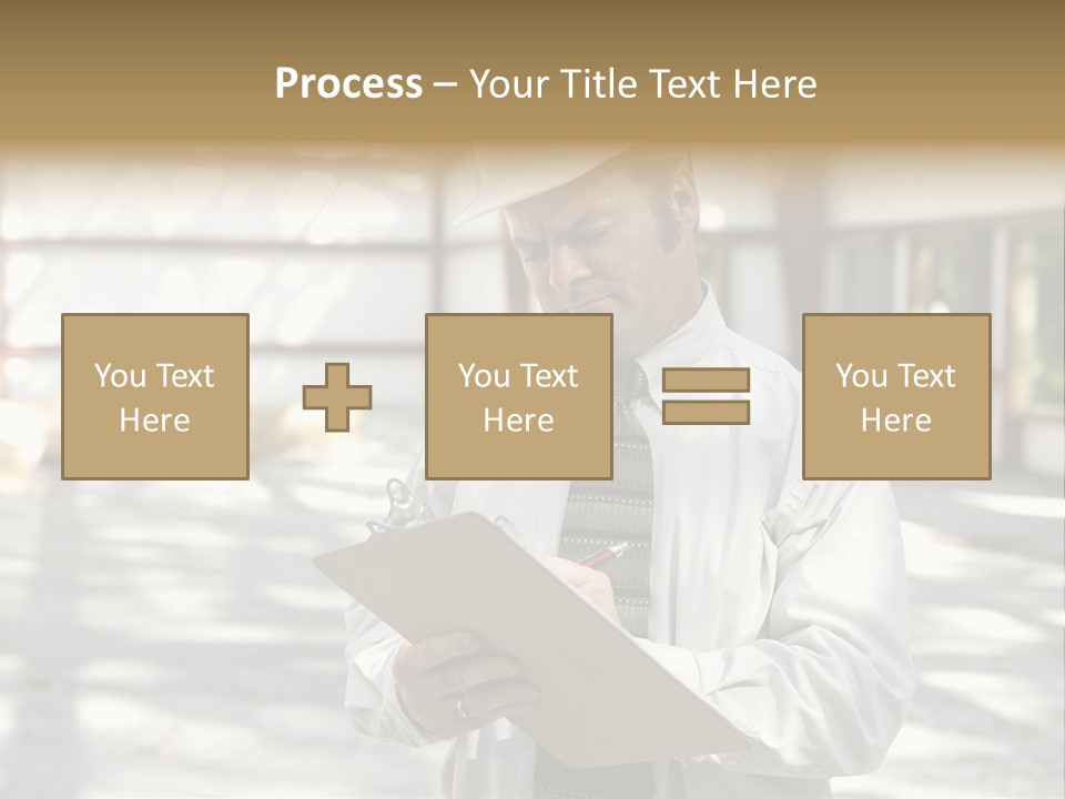 A Man In A Hard Hat Writing On A Clipboard PowerPoint Template