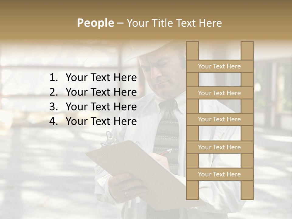 A Man In A Hard Hat Writing On A Clipboard PowerPoint Template