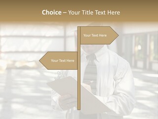A Man In A Hard Hat Writing On A Clipboard PowerPoint Template