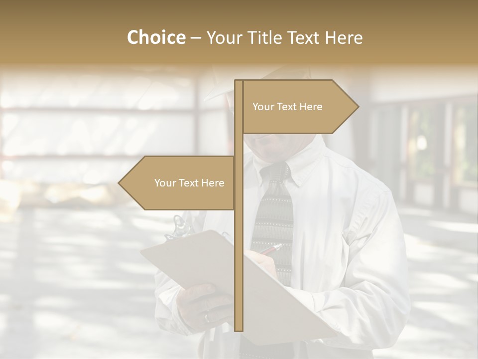 A Man In A Hard Hat Writing On A Clipboard PowerPoint Template