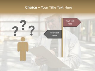 A Man In A Hard Hat Writing On A Clipboard PowerPoint Template
