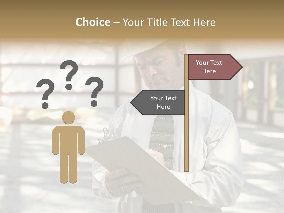 A Man In A Hard Hat Writing On A Clipboard PowerPoint Template