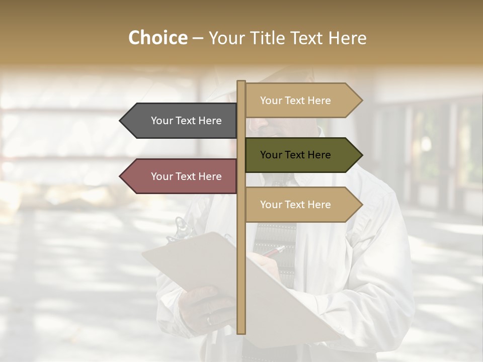 A Man In A Hard Hat Writing On A Clipboard PowerPoint Template