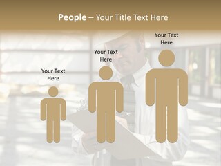 A Man In A Hard Hat Writing On A Clipboard PowerPoint Template