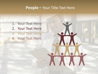 A Man In A Hard Hat Writing On A Clipboard PowerPoint Template