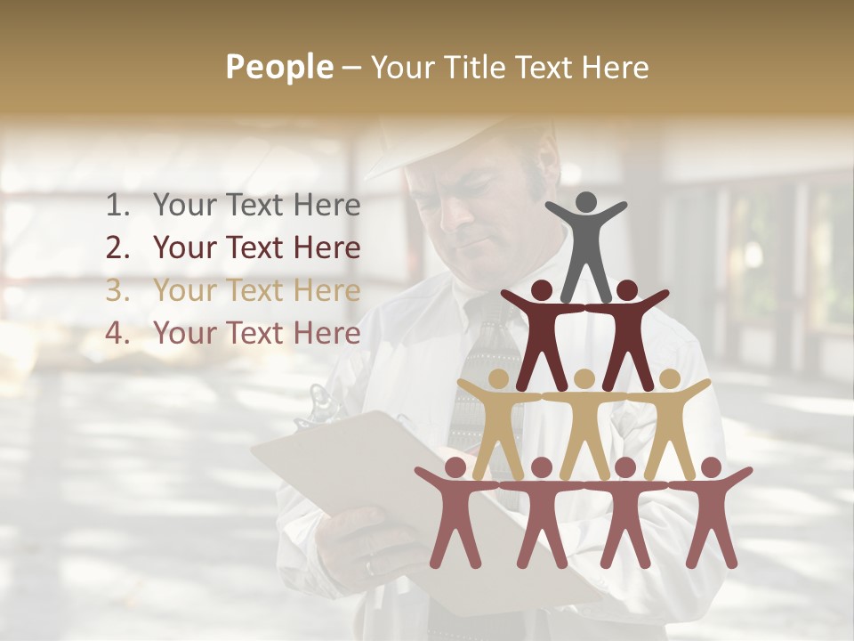 A Man In A Hard Hat Writing On A Clipboard PowerPoint Template