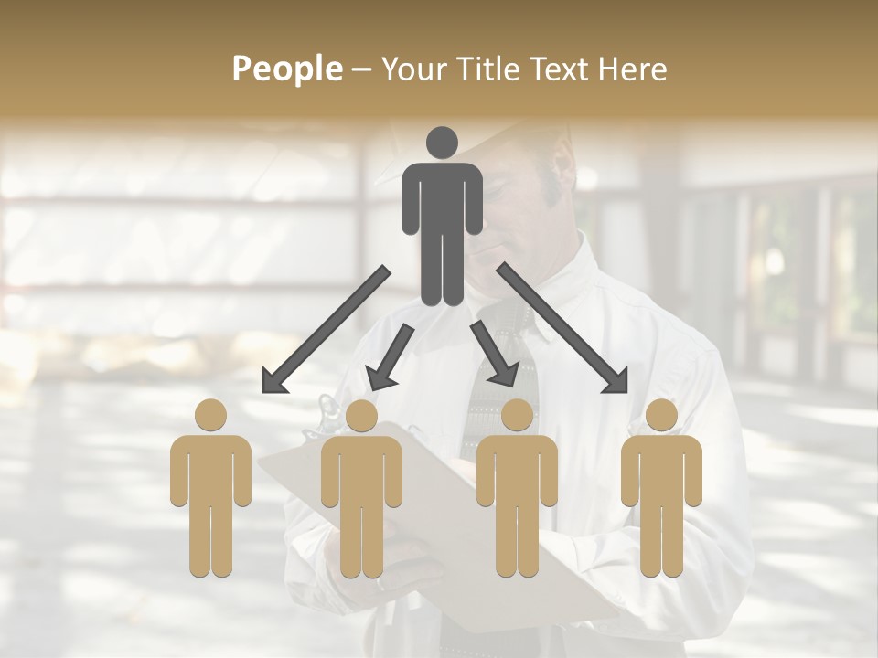 A Man In A Hard Hat Writing On A Clipboard PowerPoint Template