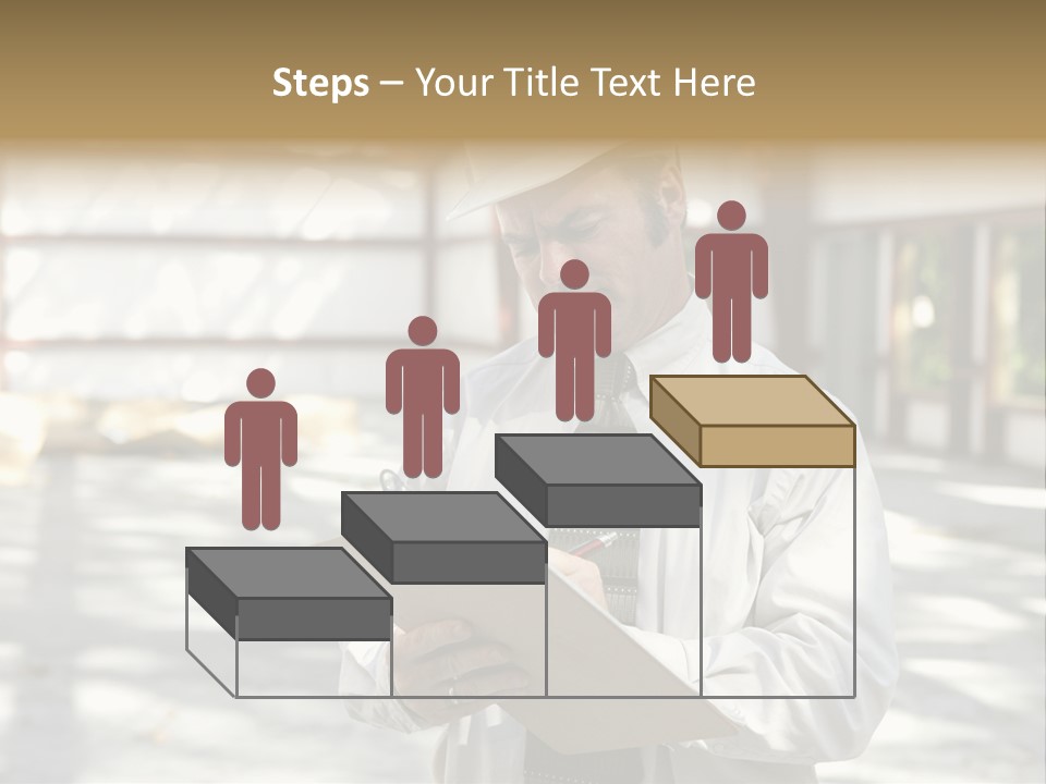 A Man In A Hard Hat Writing On A Clipboard PowerPoint Template